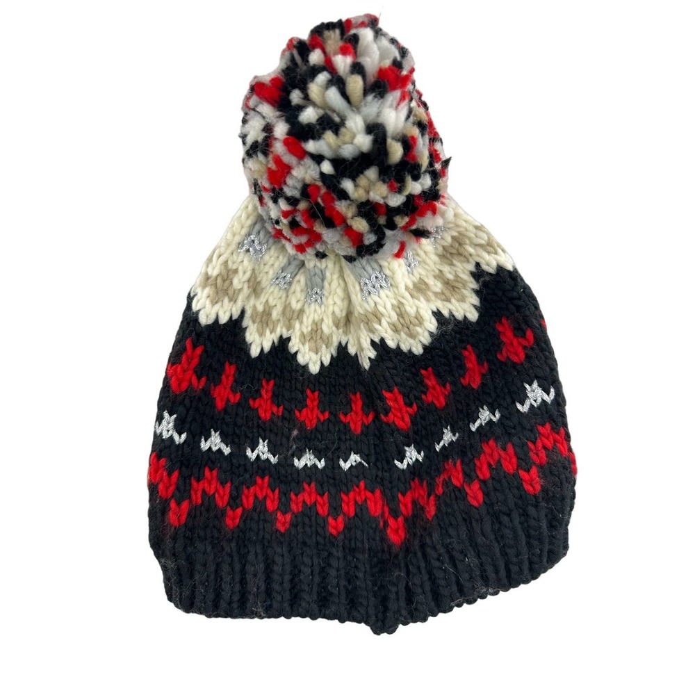 Jenni‎ Chunky Fair Isle Beanie Black Size OSFA MSRP $33
